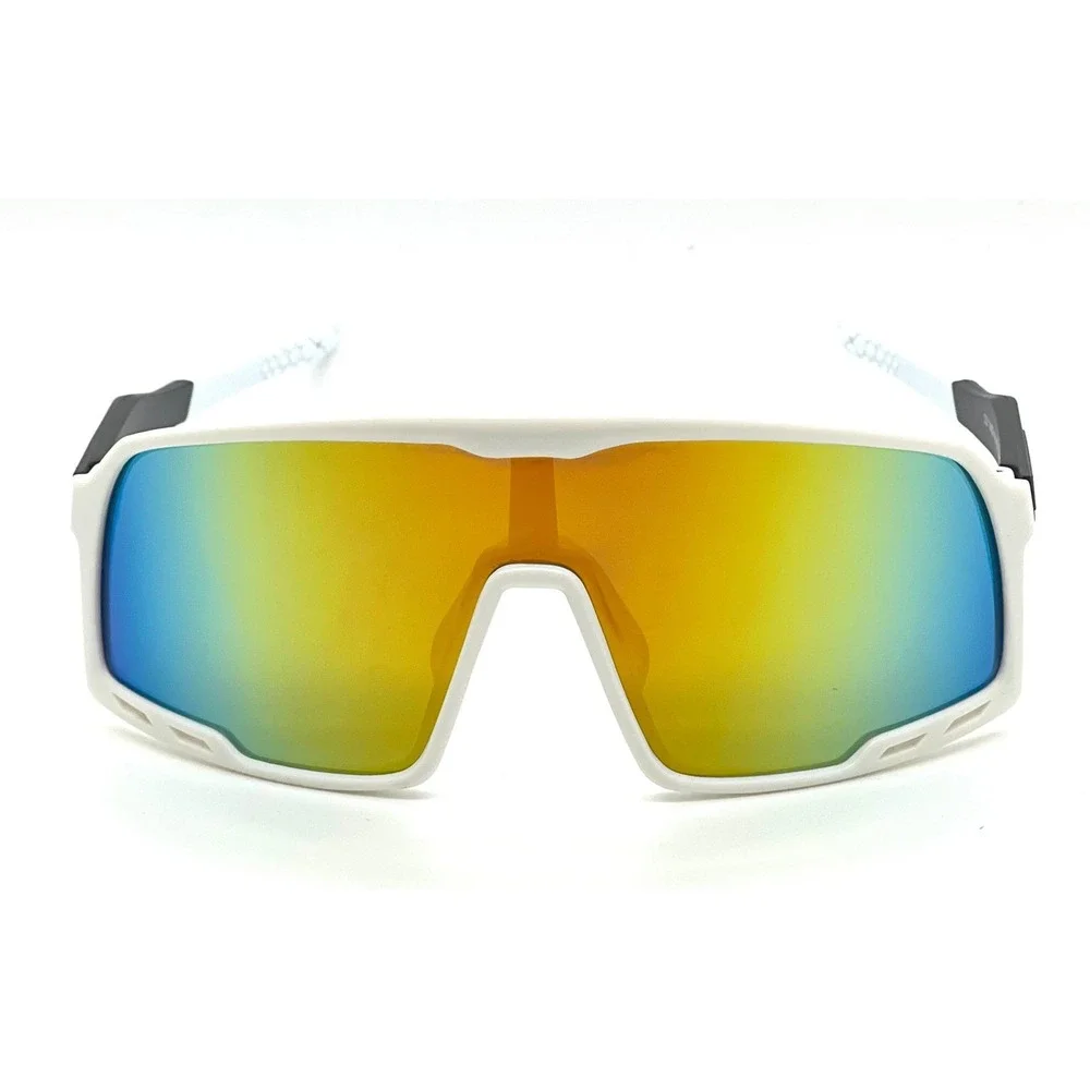 Sport Sunglasses Shield Orange Fire Mirrored Lens Glasses Men Street Wear Trendy